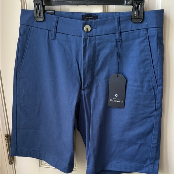 Ben Sherman Blue Flat Front Classic Fit 9” inseam Shorts - Picture 1 of 4